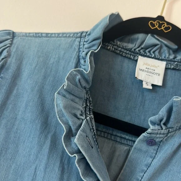 Ruffled Denim Shirt by Jolie Jolie - Picture 3 of 6